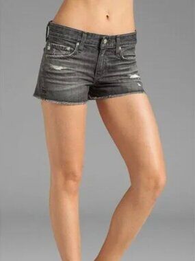 AG Adriano Goldschmied The Bonnie Relaxed Denim Shorts - Black - Size 29